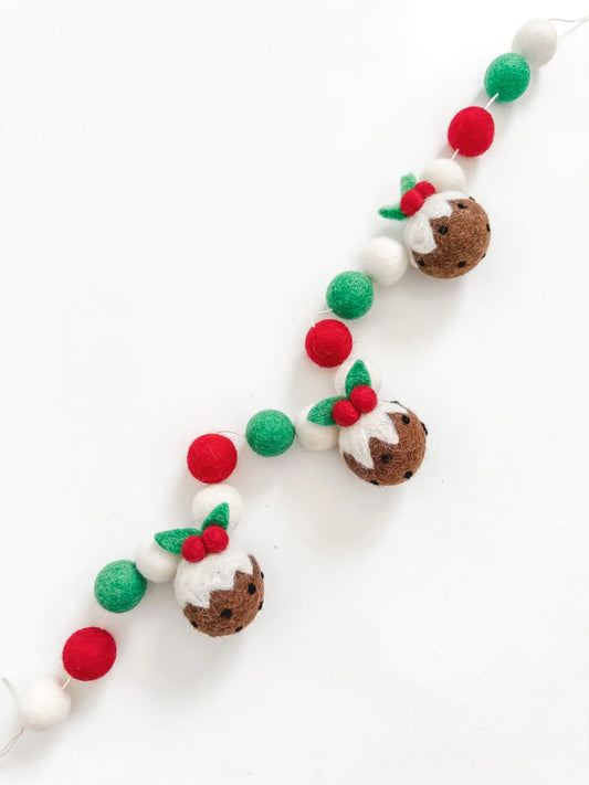 Felted Christmas Pudding Garland