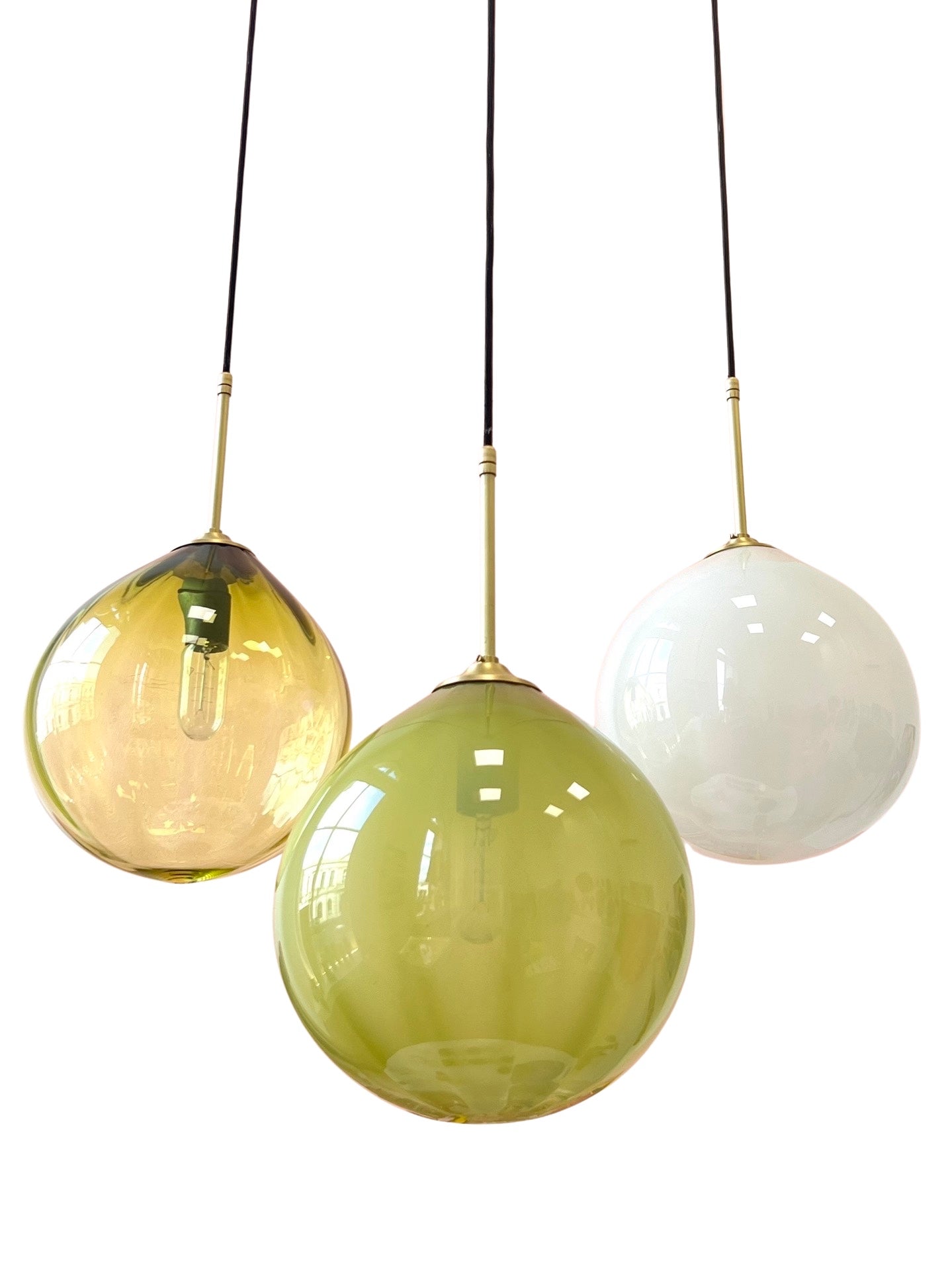 Handblown Glass 'Dodici' Pendant Light - Pistachio - made to order