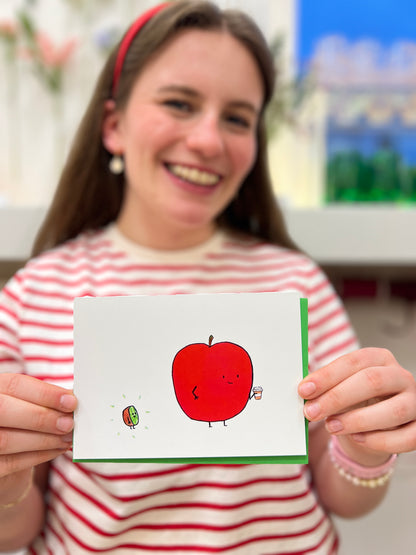 Little Kiwi, Big Apple - Limited Edition Illustrated Cotton Tea towel by Jemimadidit