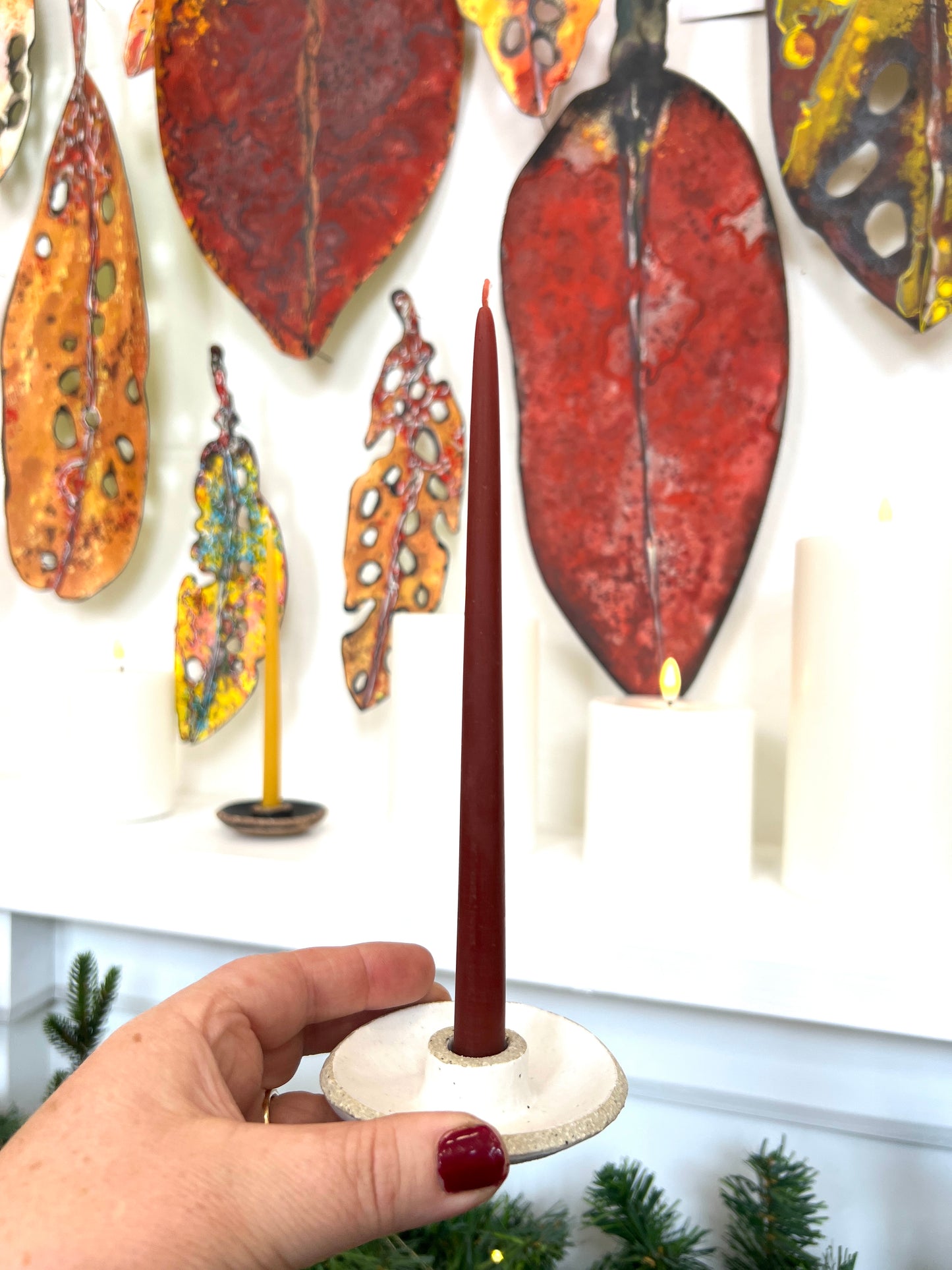 Mini Beeswax Taper Candle - Red (A)