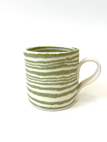 Ceramic Nerikomi Mug - Large - Light Green Stripes