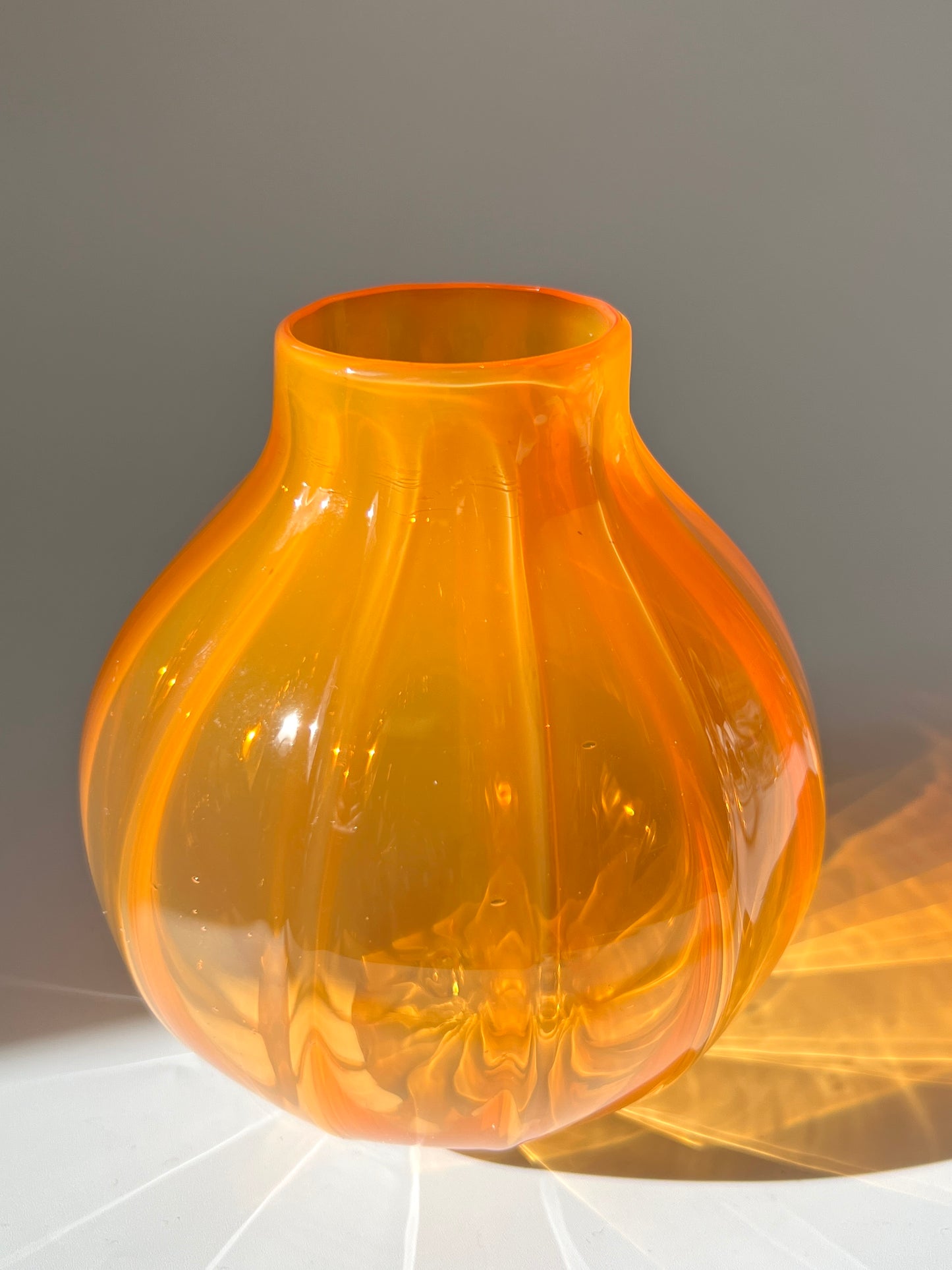 Handblown Glass "Dodici" Vase - Tangerine transparent