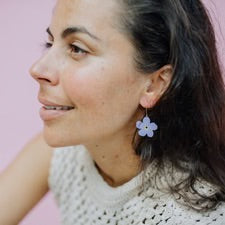 Mini Forget-Me-Not Flower Earrings in Blue & Yellow