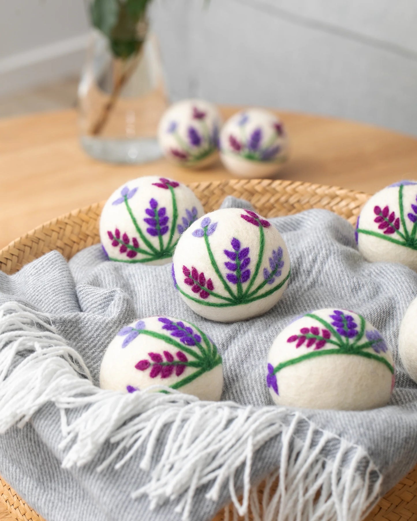 Floral NZ Wool Dryer Balls - set of 3