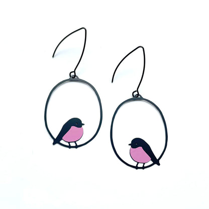 Midi Robin Earrings in Pink & Black