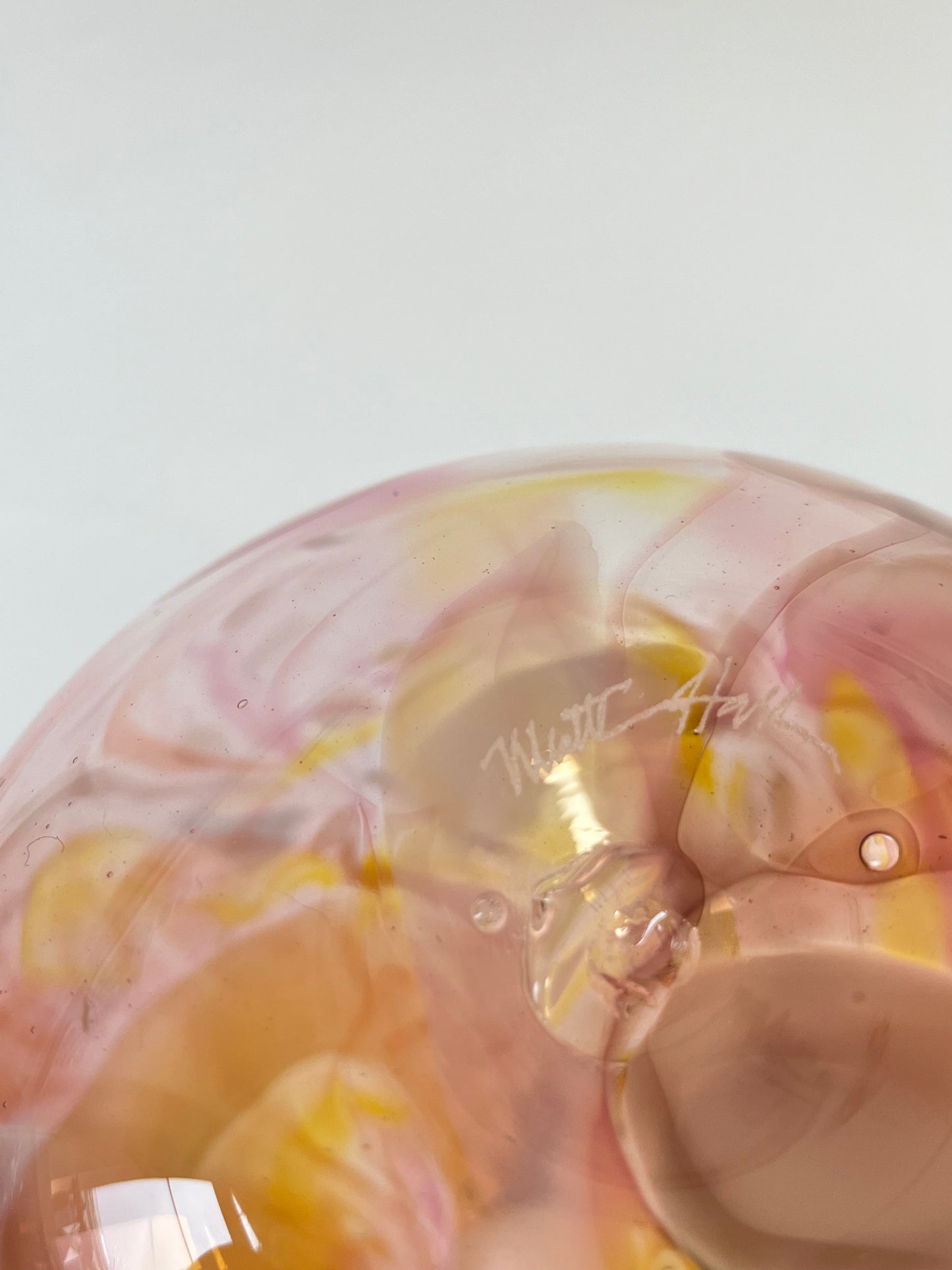 Handblown Glass Sphere Vase - Pink Marble #1