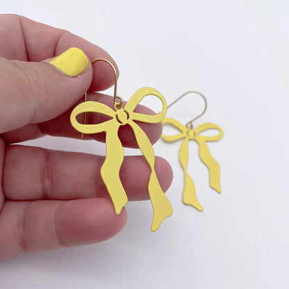 Midi Bow Earrings - Lemon Yellow