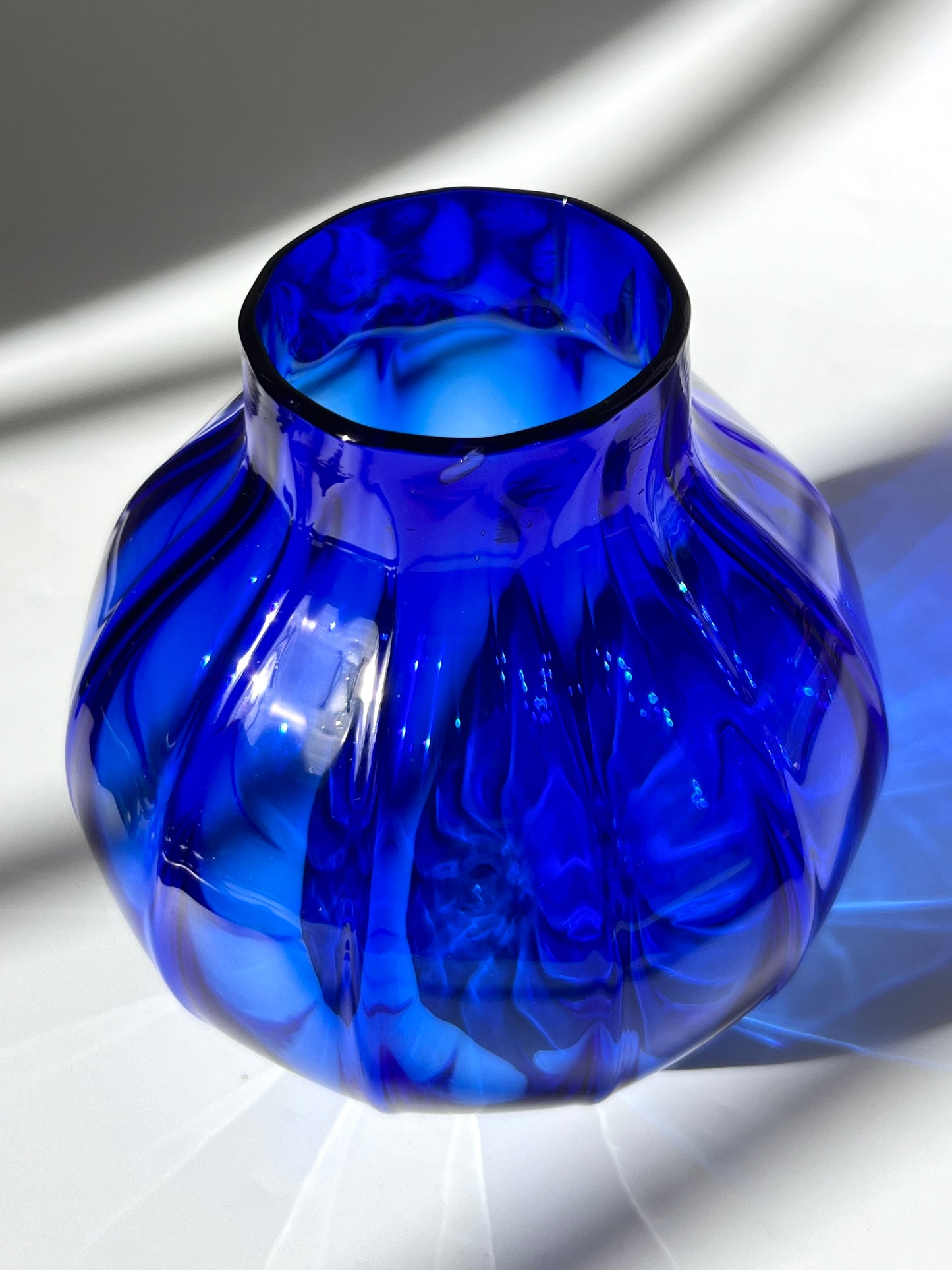 Handblown Glass "Dodici" Vase - Cobalt Blue transparent