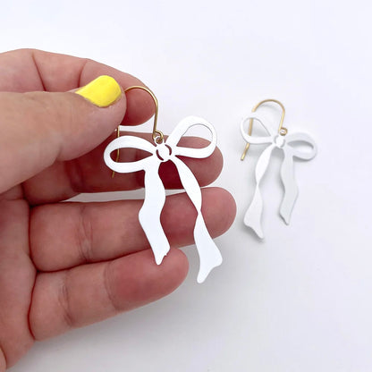 Midi Bow Earrings - Snow White