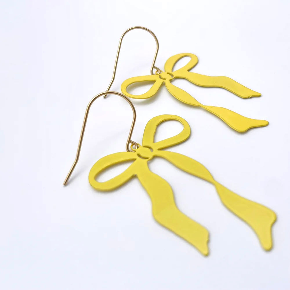 Midi Bow Earrings - Lemon Yellow