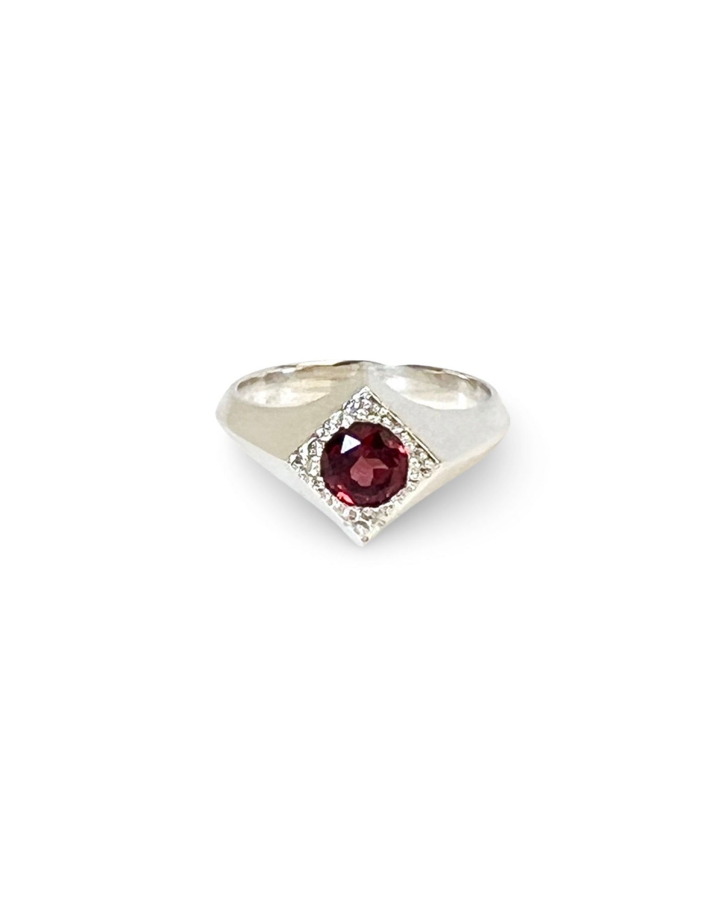 Cluster Arc Ring, Sterling Silver & Garnet: Size Q 1/2