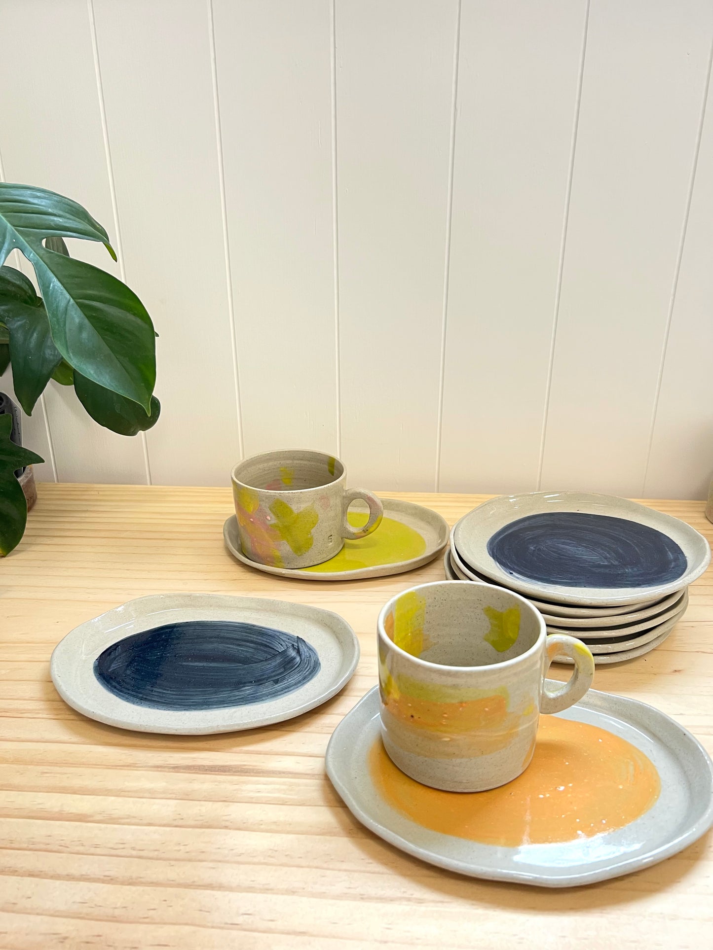 Handmade Ceramic Oval Plate - Yellow