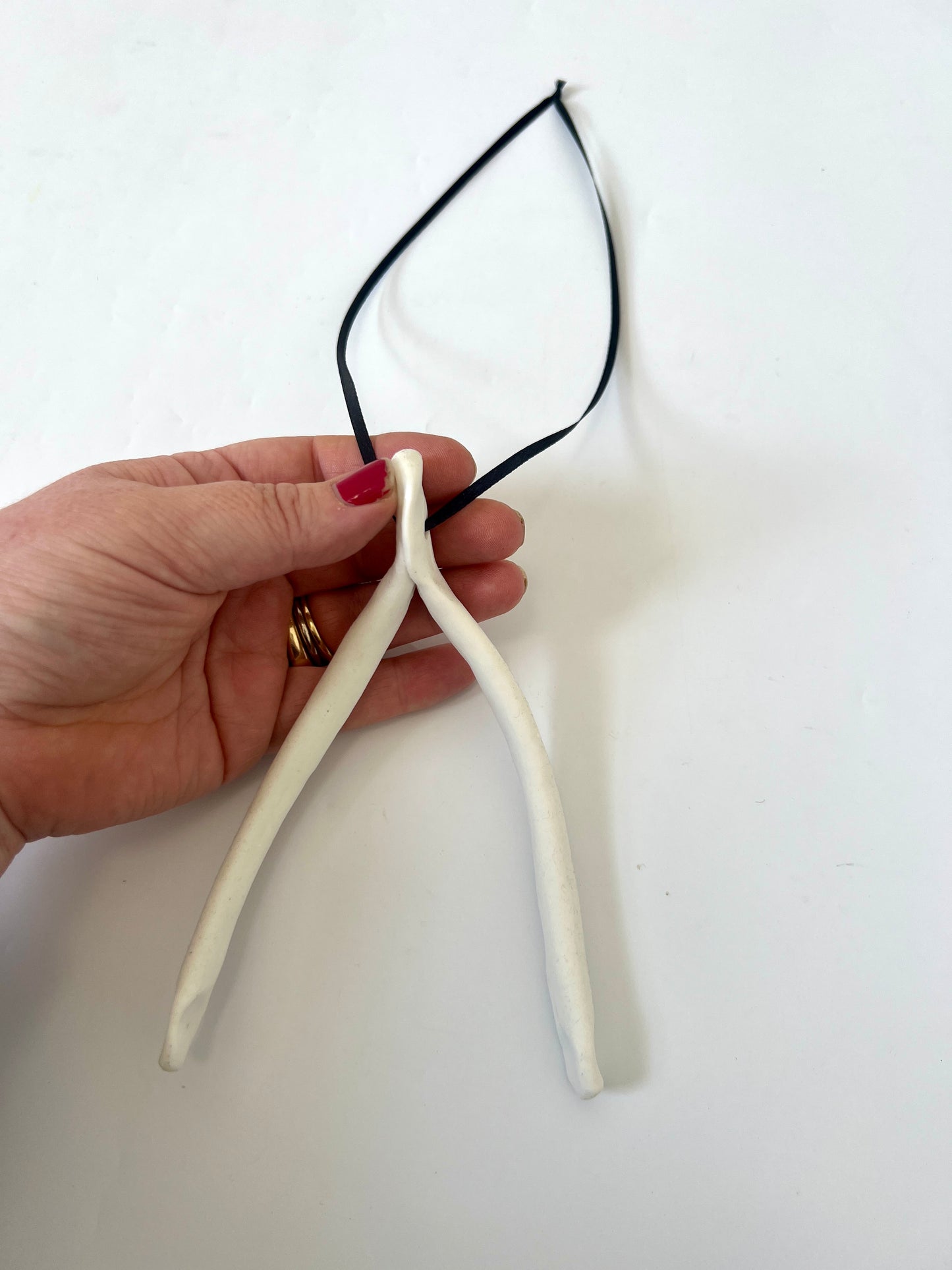 Wish Bone Ornament Raw Porcelain - Large