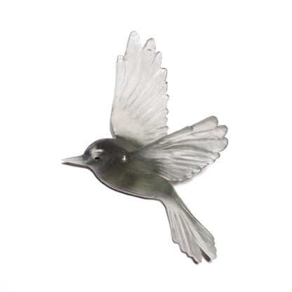 Fernbird / Mātātā - Grey - Glass artwork by Luke Jacomb