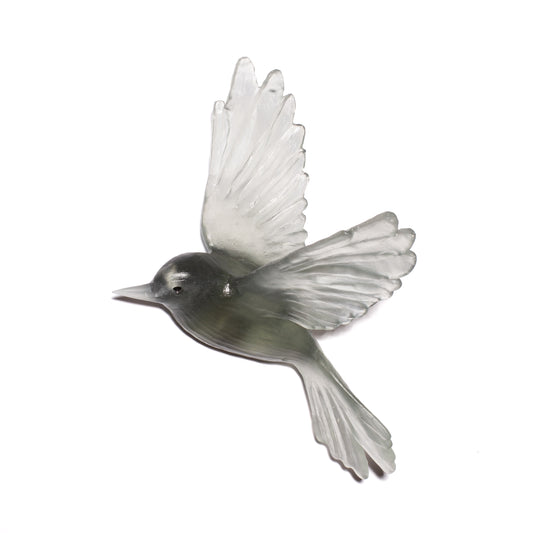 Fernbird / Mātātā - Grey - Glass artwork by Luke Jacomb