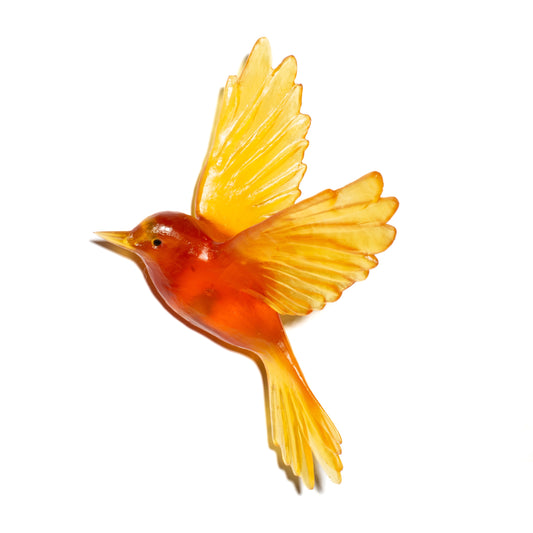 Fernbird / Mātātā - Orange - Glass artwork by Luke Jacomb