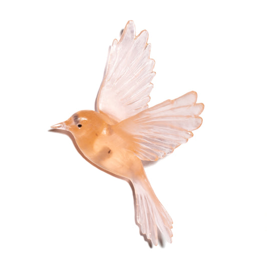 Fernbird / Mātātā - Peach - Glass artwork by Luke Jacomb