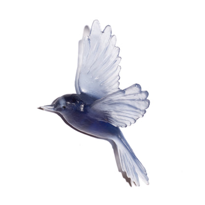 Fernbird / Mātātā - Steel Blue - Glass artwork by Luke Jacomb