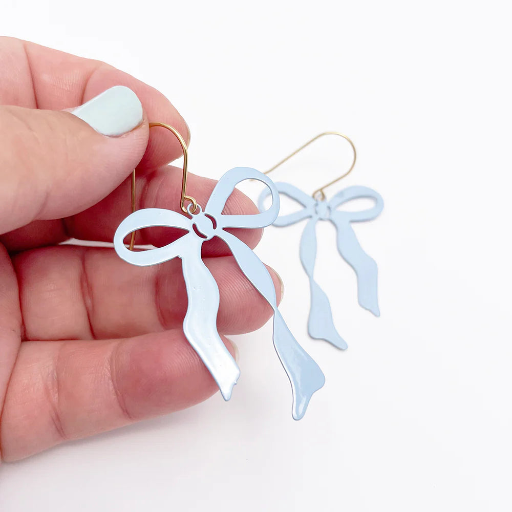 Midi Bow Earrings - Powder Blue