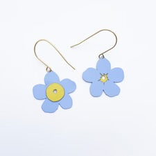 Mini Forget-Me-Not Flower Earrings in Blue & Yellow