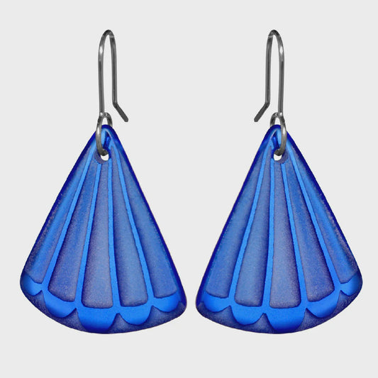 Fantail Tail Earrings - Dark Blue Glass