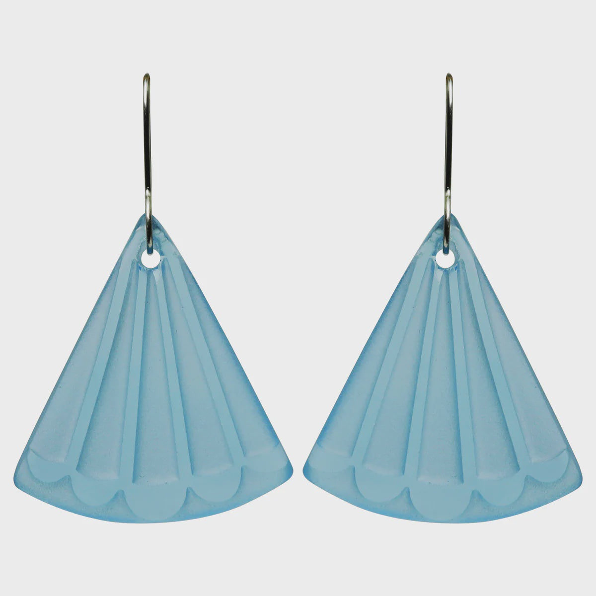 Fantail Tail Earrings - Light Blue Glass