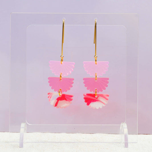 Fantail Trio Earrings - Fuchsia