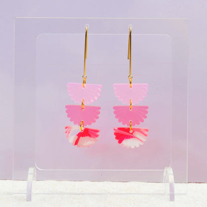 Fantail Trio Earrings - Fuchsia