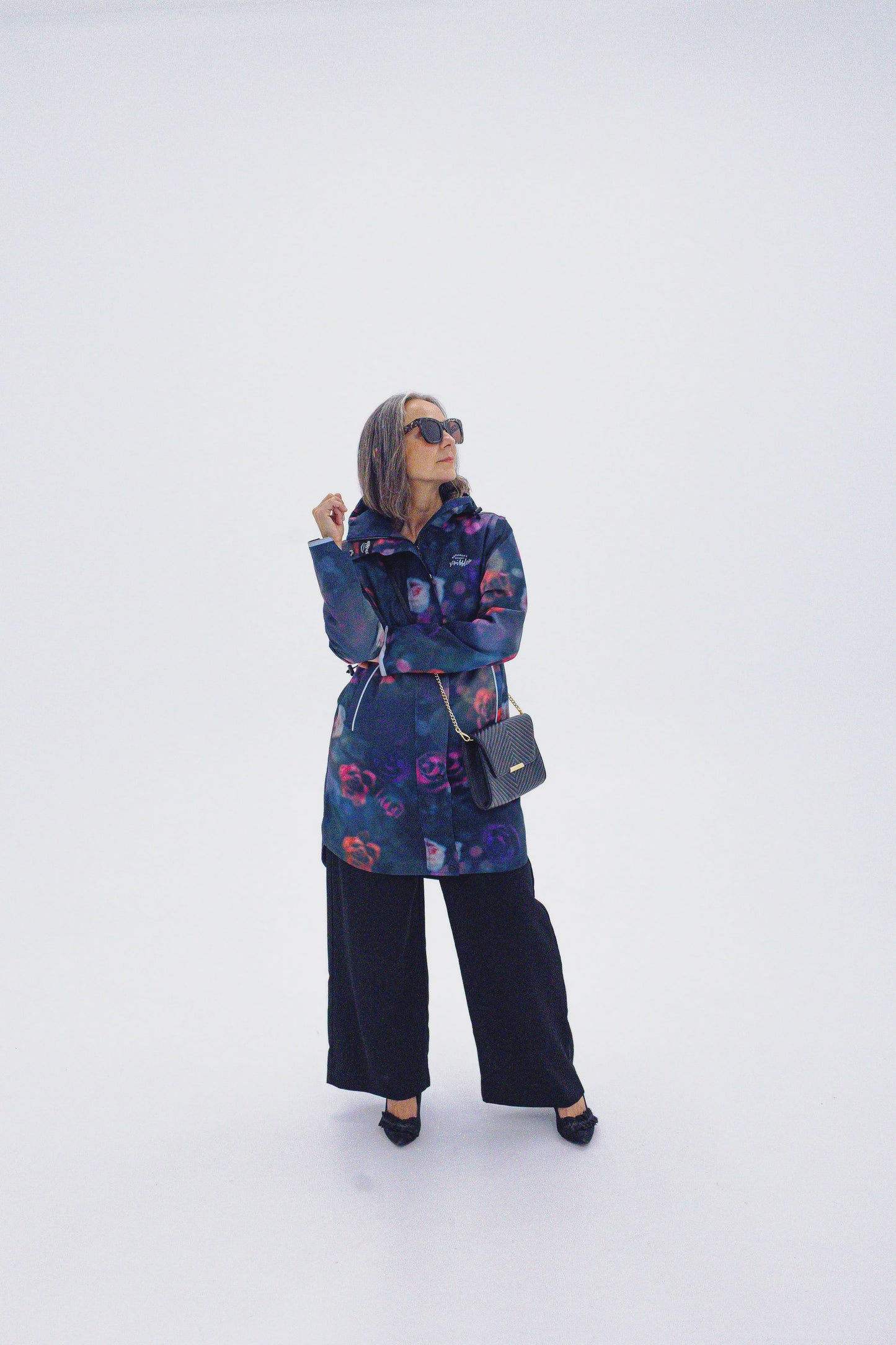 Floral Romance Long-Line Raincoat