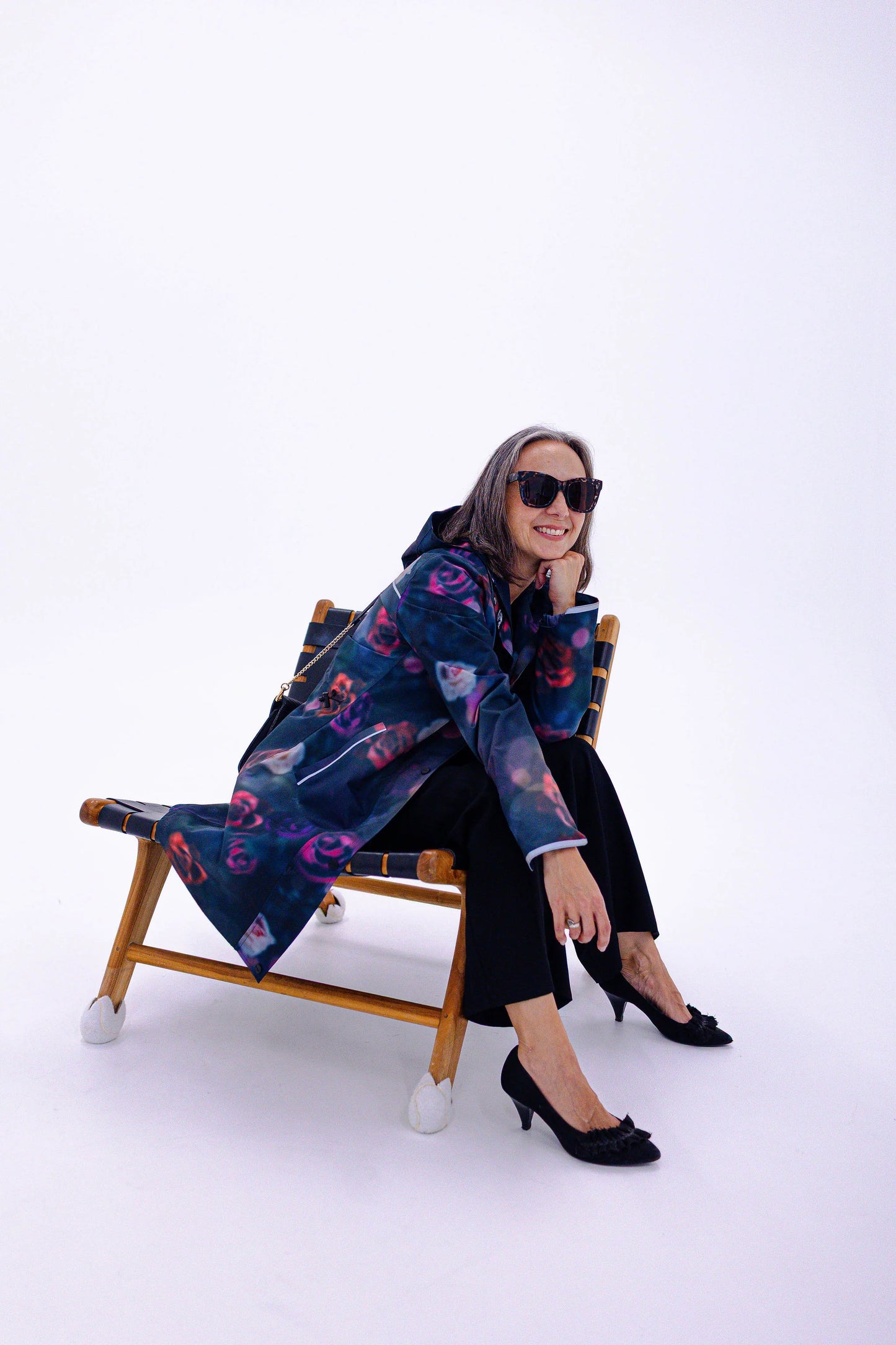 Floral Romance Long-Line Raincoat
