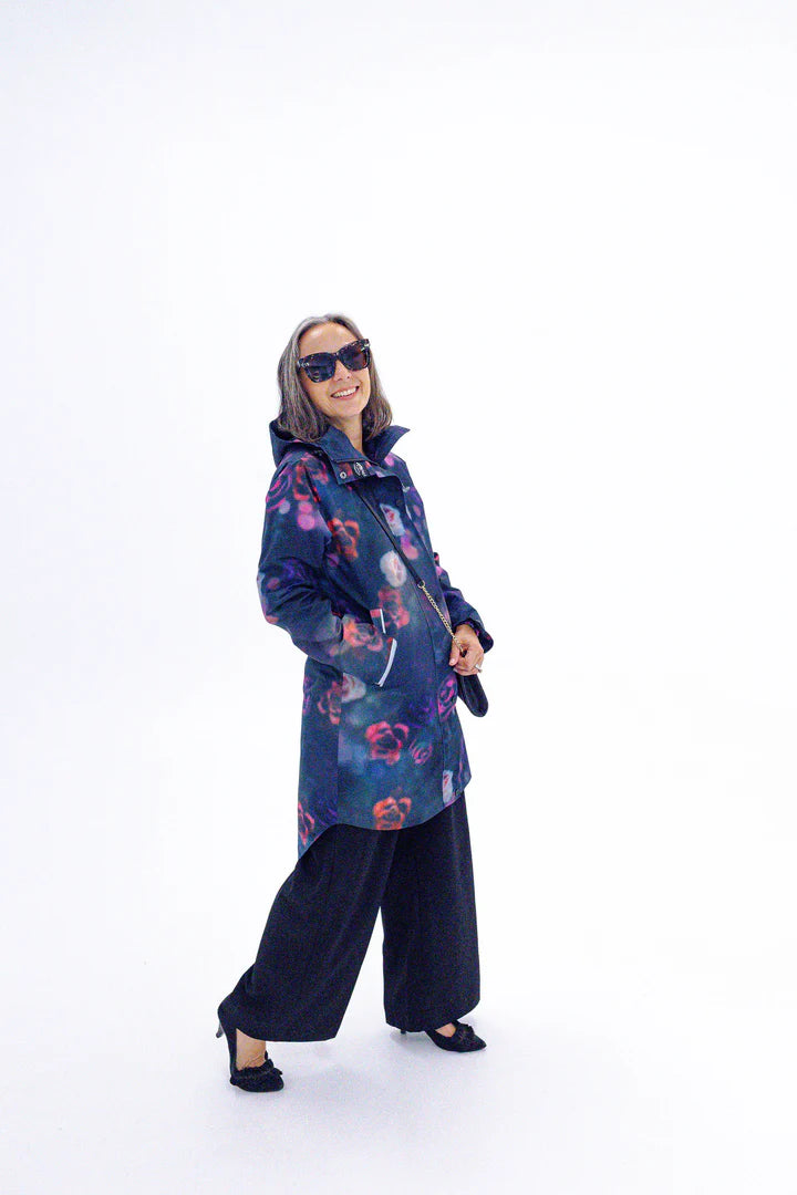Floral Romance Long-Line Raincoat