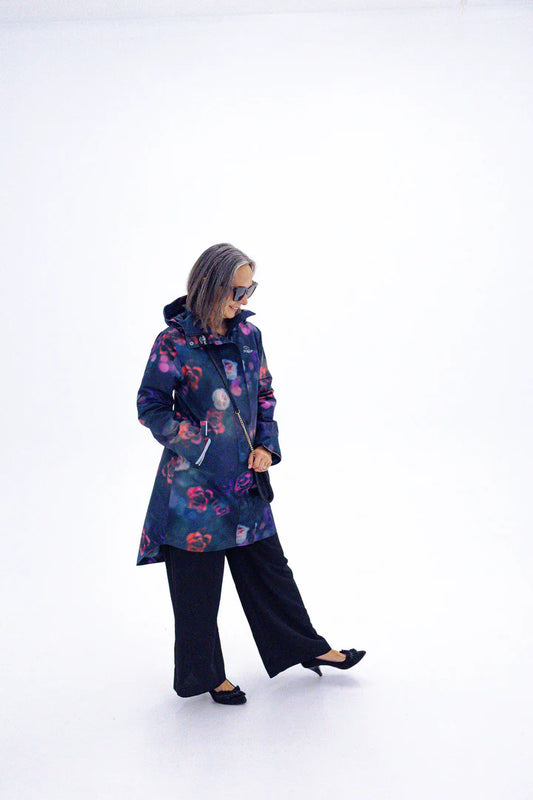 Floral Romance Long-Line Raincoat