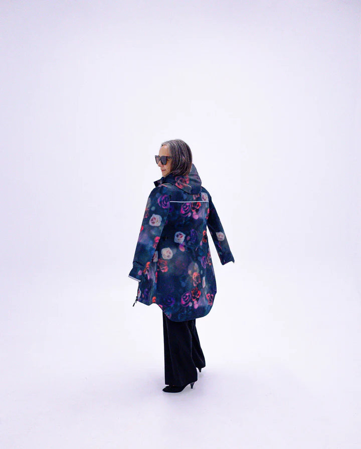 Floral Romance Long-Line Raincoat