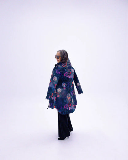 Floral Romance Long-Line Raincoat