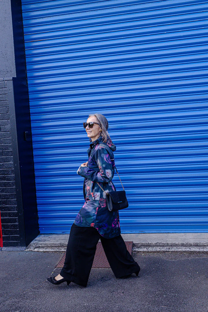 Floral Romance Long-Line Raincoat