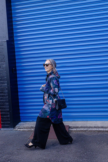 Floral Romance Long-Line Raincoat