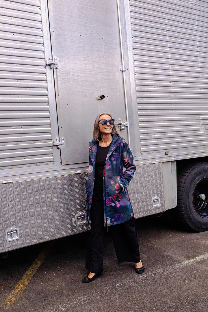 Floral Romance Long-Line Raincoat