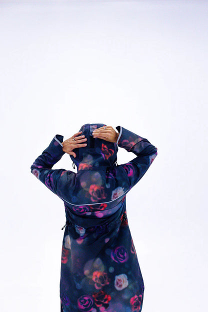 Floral Romance Long-Line Raincoat