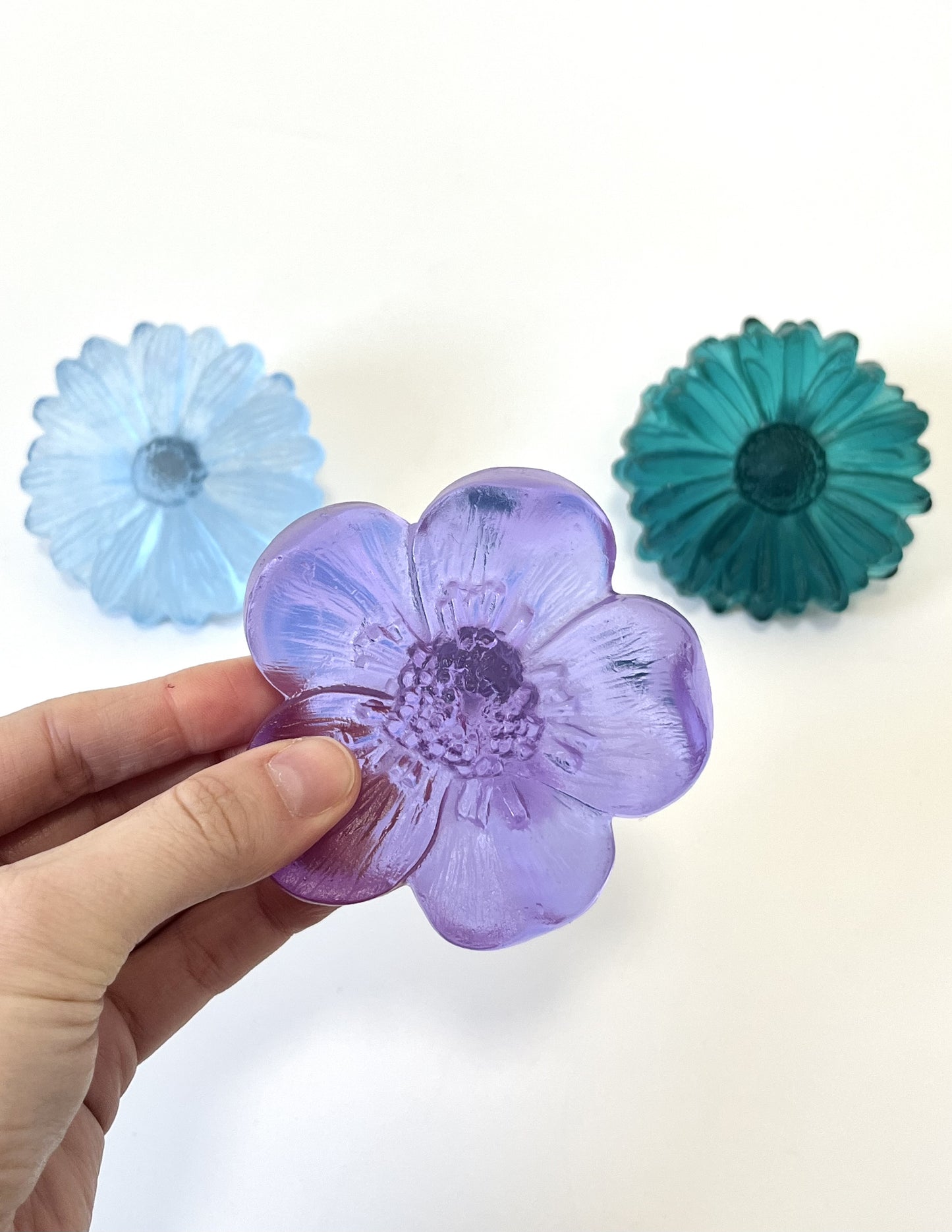 "Garden Path" Cast Glass Flowers Set - "Bright Summer" with Jade