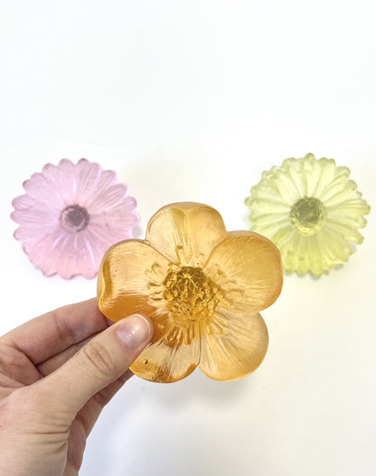 "Garden Path" Cast Glass Flowers Set - "Soft Spring" with Pink