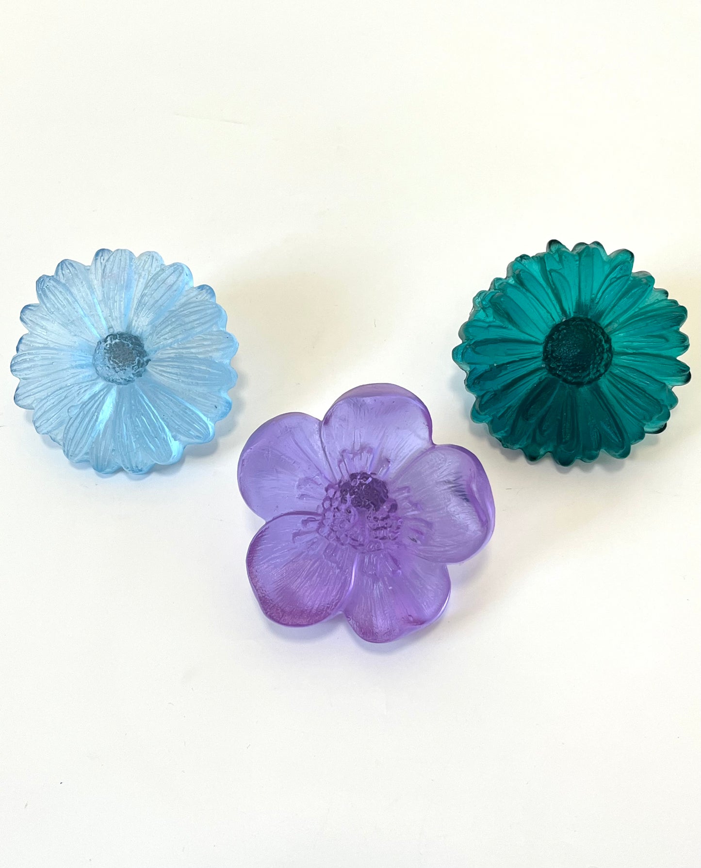 "Garden Path" Cast Glass Flowers Set - "Bright Summer" with Jade