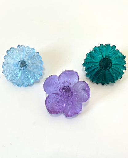 "Garden Path" Cast Glass Flowers Set - "Bright Summer" with Jade