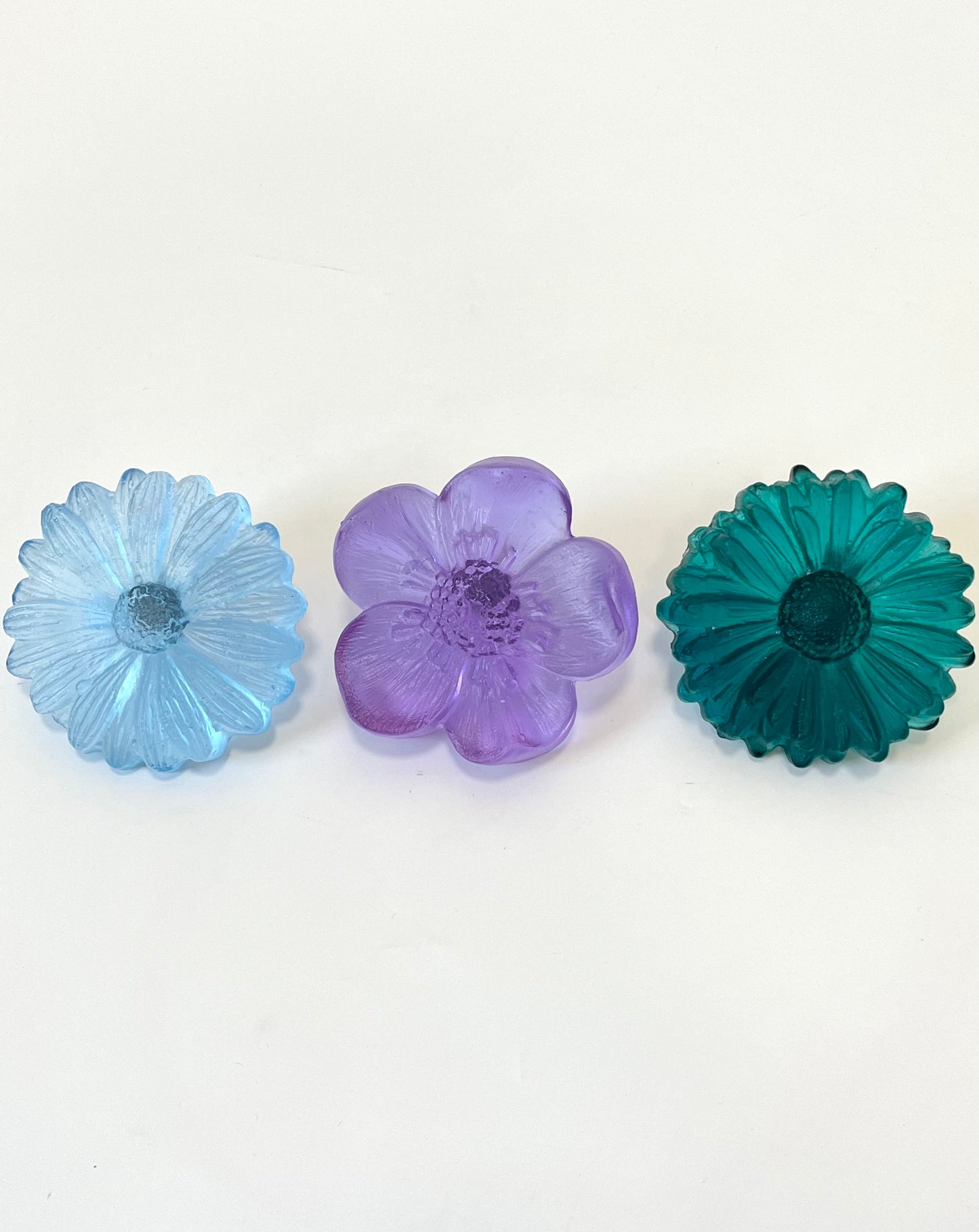 "Garden Path" Cast Glass Flowers Set - "Bright Summer" with Jade