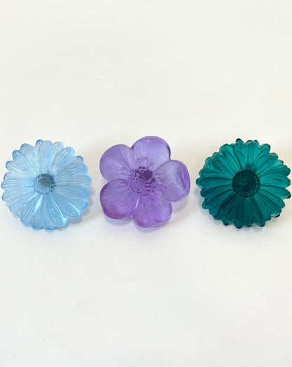 "Garden Path" Cast Glass Flowers Set - "Bright Summer" with Jade