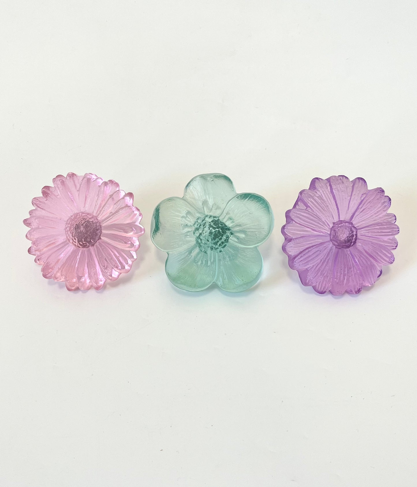 "Garden Path" Cast Glass Flowers Set - "Bright Summer" with Pink