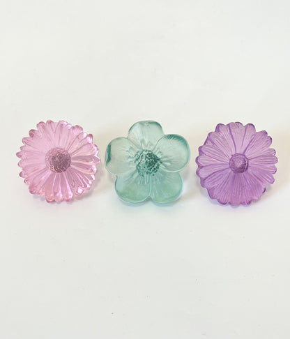 "Garden Path" Cast Glass Flowers Set - "Bright Summer" with Pink