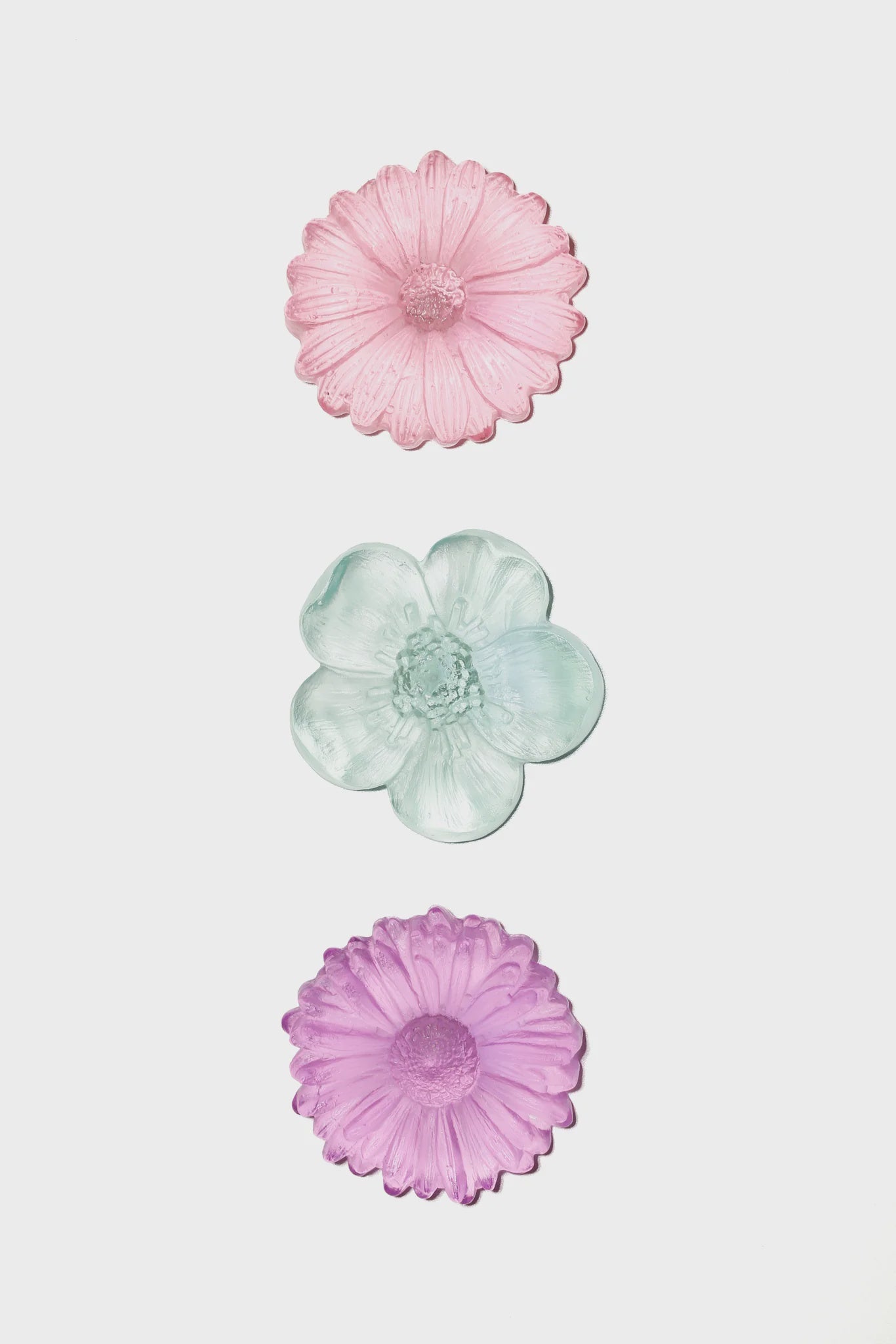 "Garden Path" Cast Glass Flowers Set - "Bright Summer" with Pink