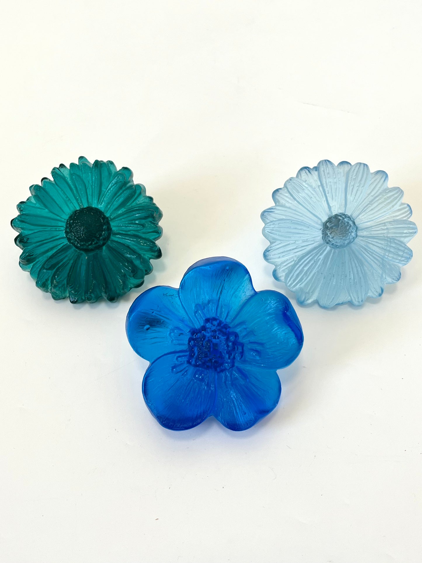 "Garden Path" Cast Glass Flowers Set - "Cool Winter" with Jade