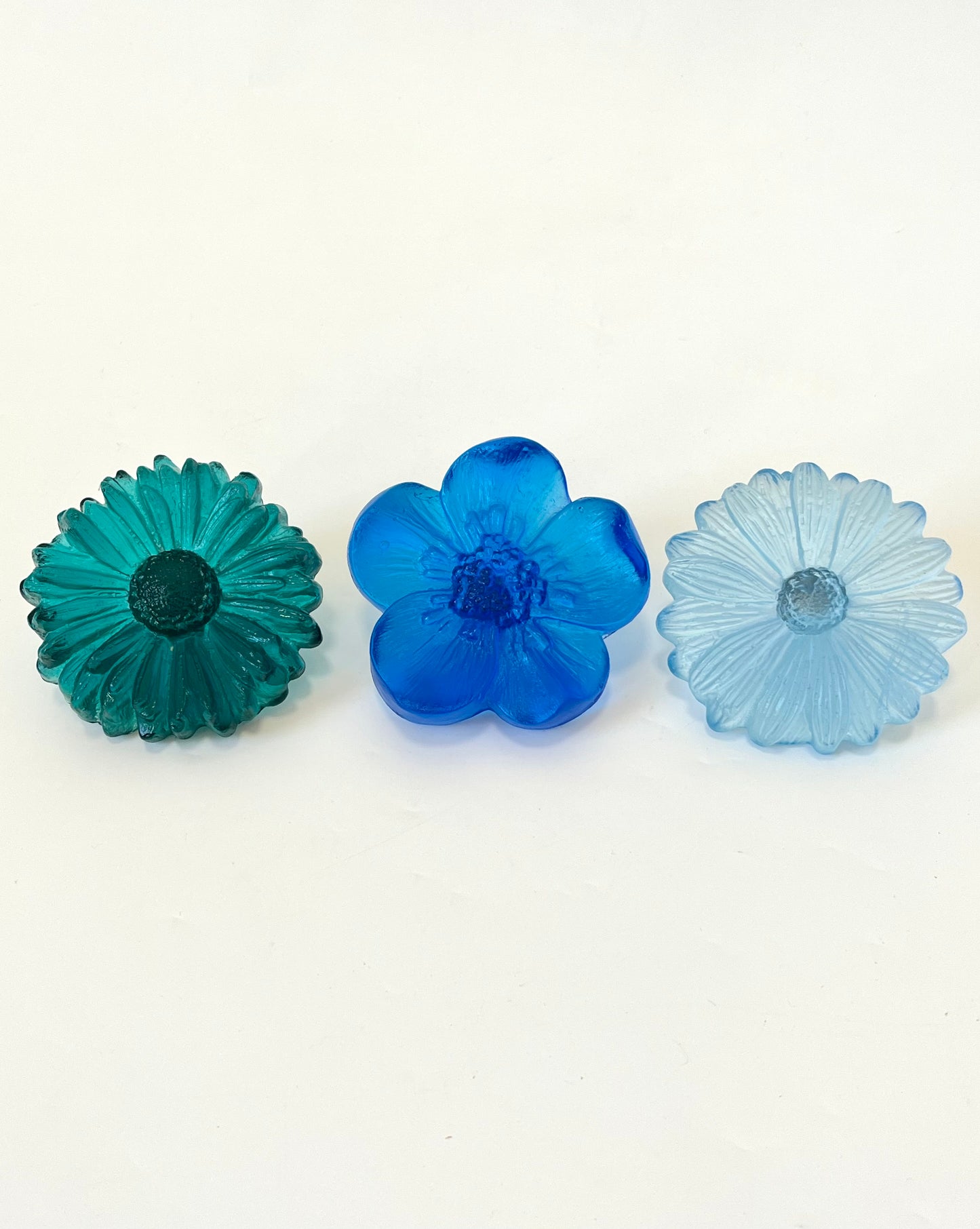 "Garden Path" Cast Glass Flowers Set - "Cool Winter" with Jade