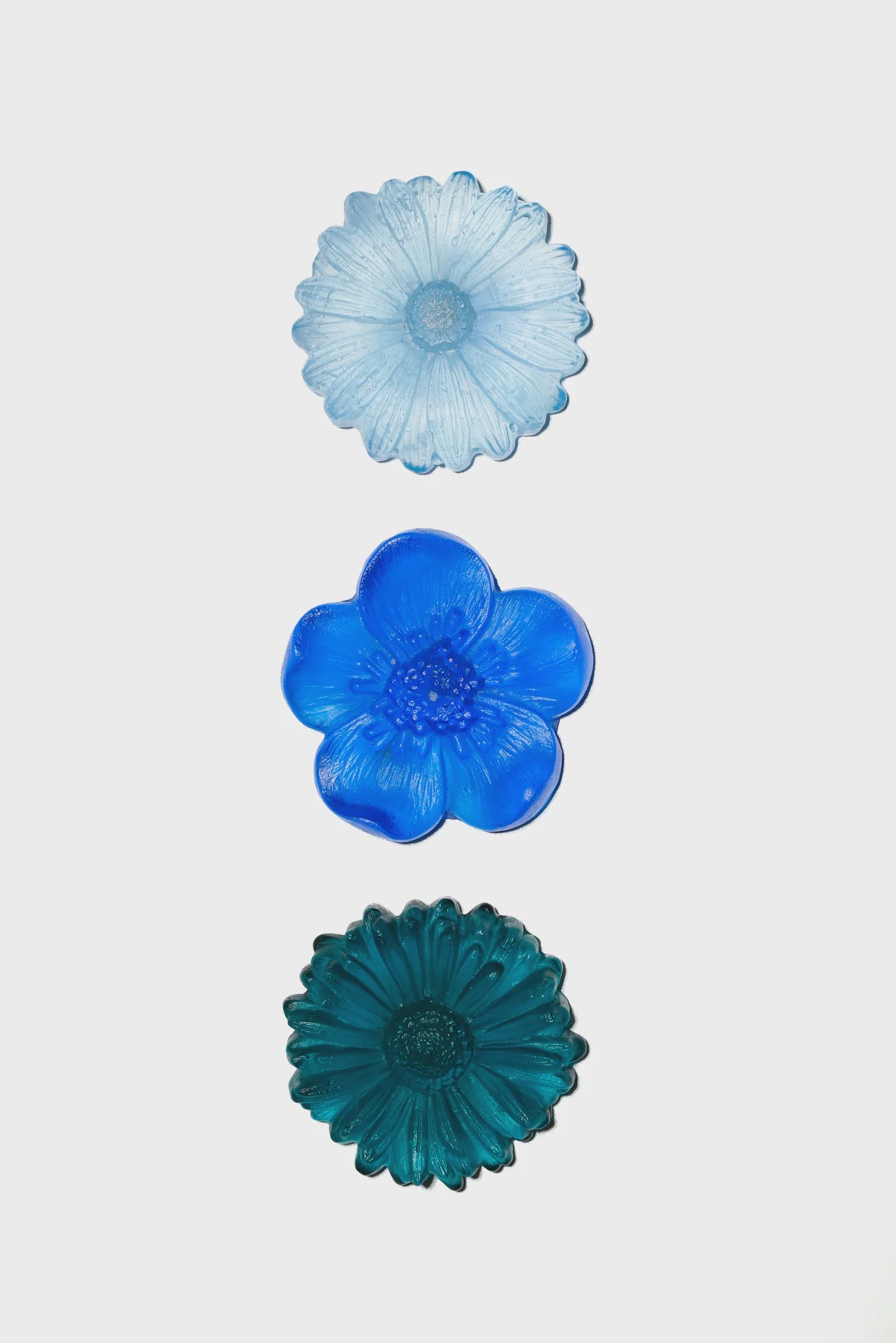 "Garden Path" Cast Glass Flowers Set - "Cool Winter" with Jade
